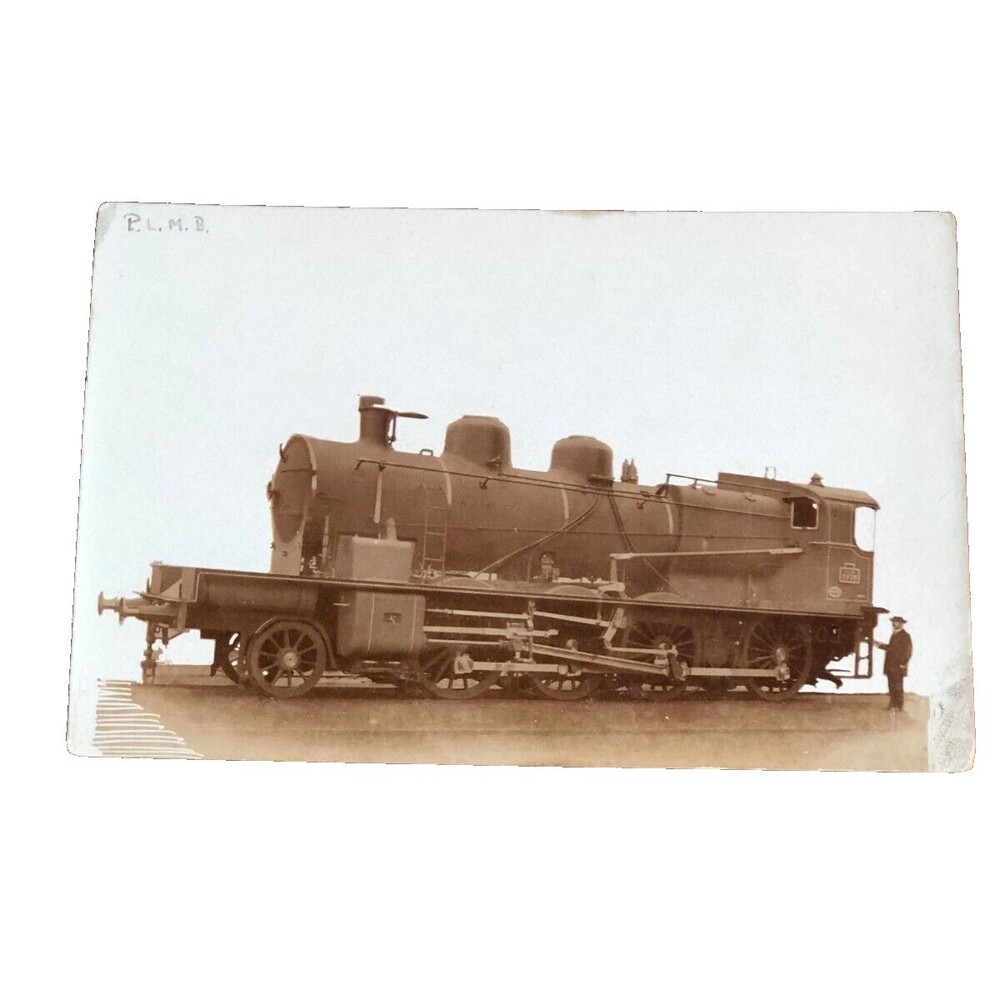 Vintage Steam Locomotive Train Sepia Postcard Early 1900s RPPC
